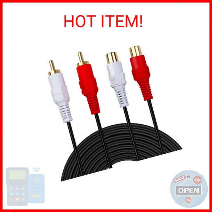 Vrllinking 2 RCA Cable,Gold Plated 2 RCA Male to Female Stereo Audio Extension C