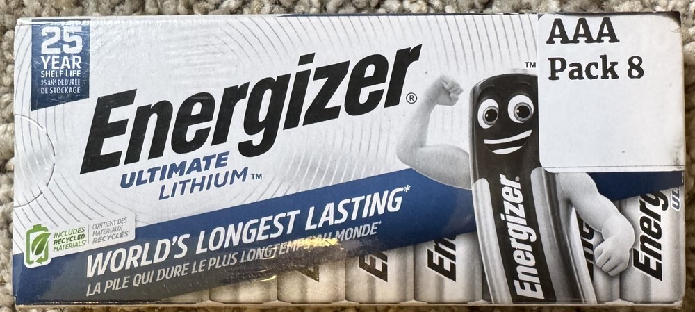 Energizer Ultimate Lithium AAA Batteries Pack of 8