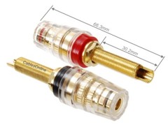 4x Long Thread 4mm Banana Speaker Terminal Binding Post Hard Copper, Black/Red