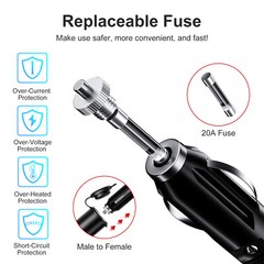 13 ft Car Cigarette Lighter Socket Extension Cord Cable Heavey Duty Adapter 12V