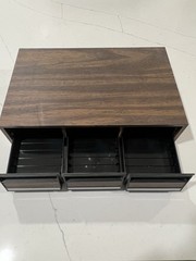 Vintage Wood Grain 3 Drawer Organizer Box – Retro MCM Desk Storage