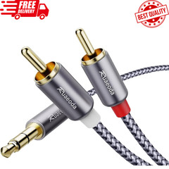 3.5mm to 2RCA Audio Cable – 6ft Braided Stereo Y Splitter, Double-Shielded