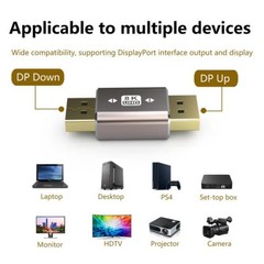 2 Pack 8K DisplayPort Male to Male Adapter 180 Degree DP Connector for TV