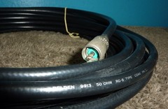 Belden 9913 RG-8 Coaxial Cable 50 Ohms PL-259 50ft Very Good Condition