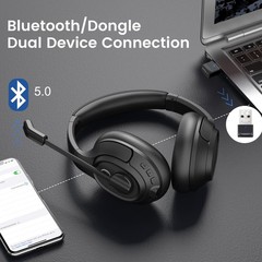 Bluetooth Headsets with Microphone & USB Dongle, 30 Hours Talk Time & 33ft Ra…