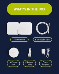 TV 4th Gen 4-Tuner Over-The-Air (OTA) DVR & 35-Mile Indoor Antenna – Watch, P…