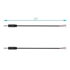 2-Pack 3.5mm Stereo Male to Bare Wire Speaker Cable Adapter for Audio Repair