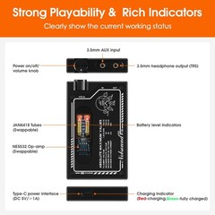 Mini Portable Headphone Amplifier HiFi Audio Direct Heated Tube Earphone Amp