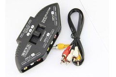 AV SWITCHER Switch 3 Way Outlets Converter Port Splitter RCA Audio Black