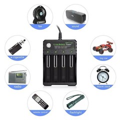 Durable USB 3.7V Battery Charger 4-Slots Rechargeable Lithium Battery Charger