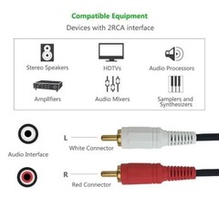 1M 3.3FT 3.5mm to 2RCA Audio Cable AUX Stereo Male to Male Car Splitter Cable