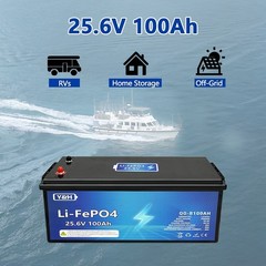 24V 100AH 2560Wh LiFePO4 Lithium Battery w/Bluetooth Communication BMS,From USA