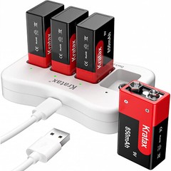 4 x 9V Block 850mAh 9v Li-ion Rechargeable Batteries 4-Slot 9-Volt Charger