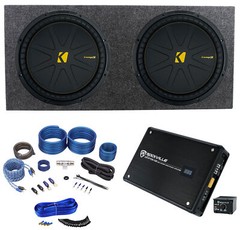 (2) Kicker 50CWCD154 CompC 15″ DVC Car Subwoofers+Mono Amplifier+Amp Kit CWCD154