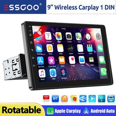 Single 1DIN 9 Inch Car Stereo Apple Carplay Android Auto HD Radio Head Unit SWC