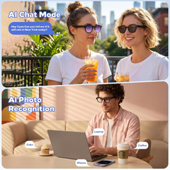AI Smart Glasses with Camera 8MP, 4K Video, Bluetooth Ai Glasses for Men Women,