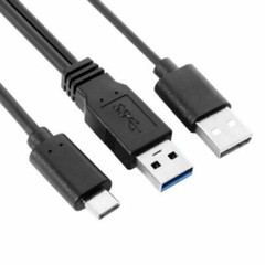 Type-C USB-C to USB 3.0 Male USB 2.0 Dual Power Data Y Cable for Laptop 5Gbps