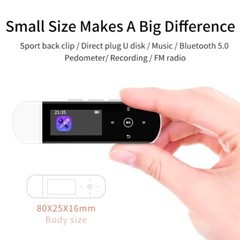RUIZU Clip MP3 Player w/ Earphone Bluetooth 5.0 Portable Music Player White