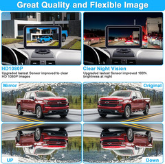 7-Inch Wireless Backup Camera for Truck – 2 Channel, DIY Grid Lines, HD 1080P, N