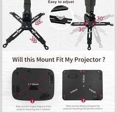 Projector Mount Wall or Ceiling Projection Mount Bracket with Adjustable Height
