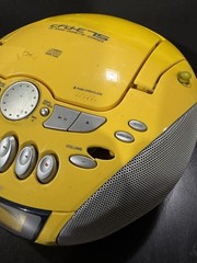 Sony CFD-E75 Yellow Portable AM/FM CD Cassette Radio Works Tested With Remote