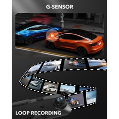 WOLFBOX 12″ Mirror Dual Dash Camera Front & Rear Dash Cam With WiFi&GPS for Cars