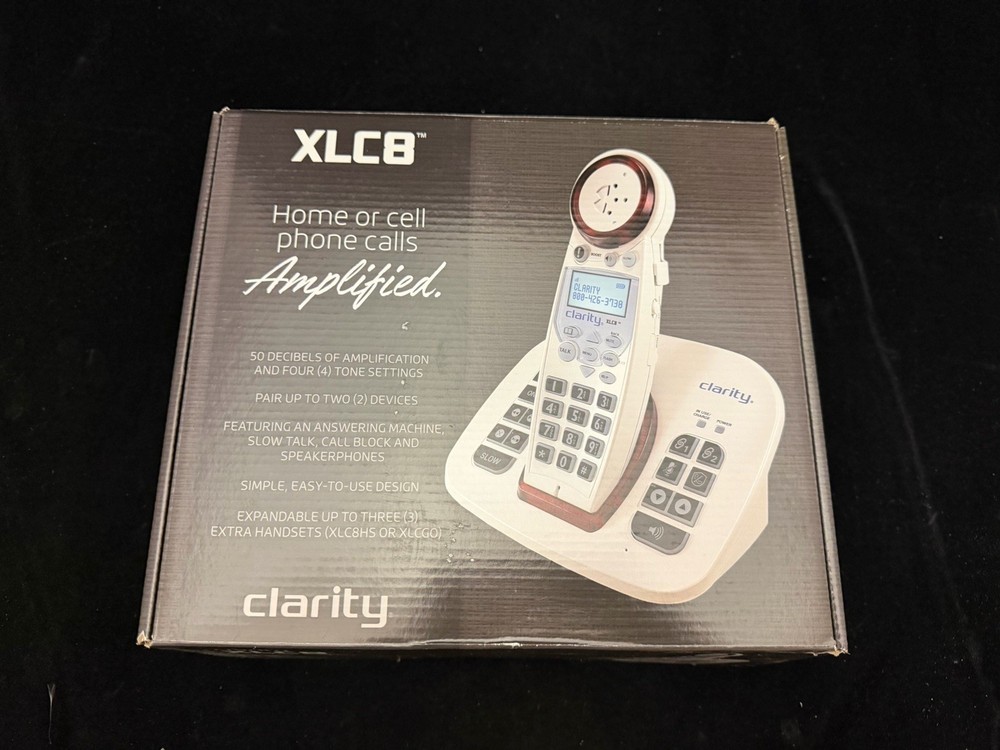 Clarity XLC8 Cordless Phone Answering Machine 50 Decibels Amplified w/ Bluetooth