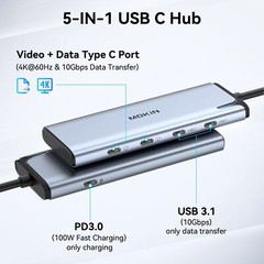 USB C to USB C Hub Dual Monitor, USBC Splitter with 4K@60Hz DP Alt … Fast Ship