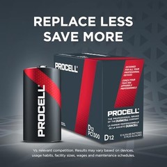 1 PACK – DURACELL PC1300 1.5V D12 PROCELL ALKALINE DIOXIDE BATTERY 12 COUNT