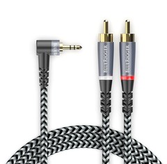Angled 3.5mm to 2RCA Audio Cable, 15FT for Easy Connectivity and Sound Quality