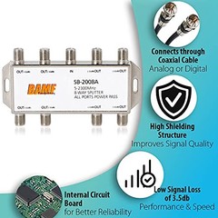 BAMF 8 Way Coaxial Cable Splitter, Bi-Directional Coax MoCA 5-2300MHz, RG6