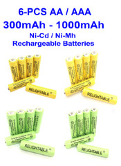 6-PCS 1.2v AA / AAA Rechargeable Batteries 1.2 volt NiCd Solar Ni-Cd LED Light