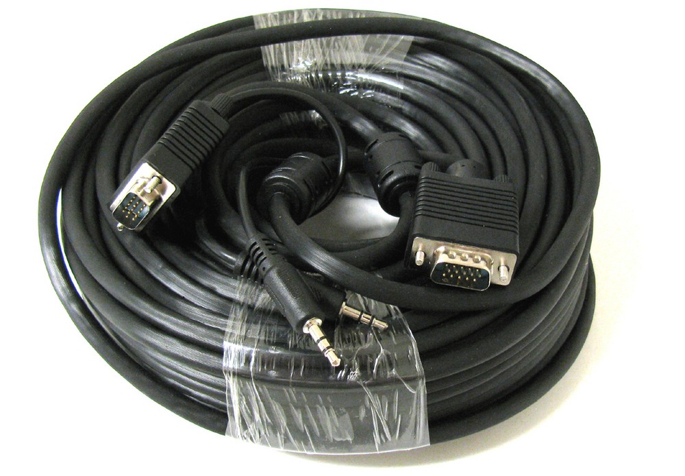 50′ FT SVGA Super VGA M Male to Male Cable with 3.5mm Audio for Monitor TV 50FT