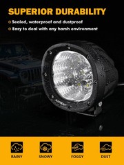 AUXBEAM 4″ 90W Round LED Work Light Bar 4WD Offroad Flood Pods Fog Driving Lamps
