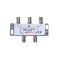 4-Way TV Coaxial Cable Splitter 5-2300MHz for RG6 RG59 TV Antenna Coax Adapter
