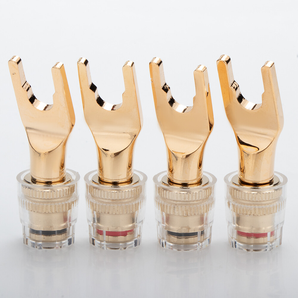 4PCS Speaker Wire Adapter Y Spade to Banana Female Gold Plated 4mm Connector