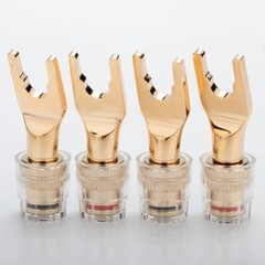 Y Spade to Banana Female Adapter Gold Plated 4mm Speaker Cable Connector