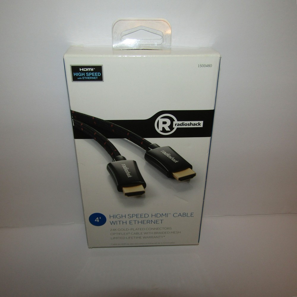RadioShack 4’ High Speed HDMI Cable With Ethernet 24K Gold Plated Connector New