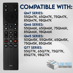 New Original TCL RC923A FMB1 Smart TV Voice Remote w/ Netflix Youtube Disney+