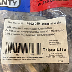 Tripp Lite 50’/ 50 feet SVGA VGA Video Monitor Cable Male x Male (P502-050)
