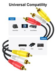 New Premium 3 RCA to 3 RCA Male To Male Composite Audio Video AV Cable VCR DVD
