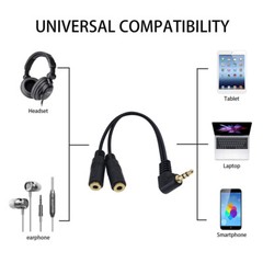3.5mm Headphone Splitter Adapter Audio Splitter 3.5mm Male to 2 Female Cable