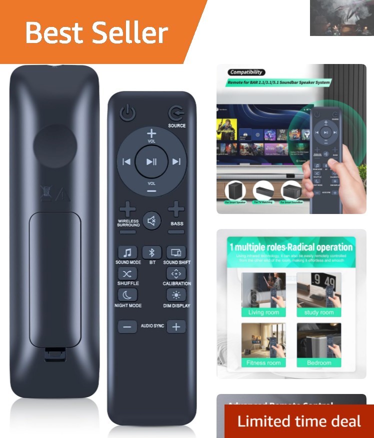 Replacement Soundbar Remote with Ergonomic Design – Easy Setup, 40ft Range