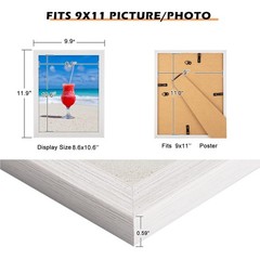 JDZIVTOP 9×11 Frame Rustic White, Distressed 11×9 Picture 9x11in, White