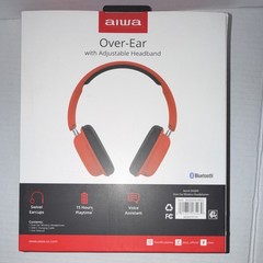 Aiwa AI5009-RED Wireless Bluetooth Over-Ear Headphones Adjustable Headband Red