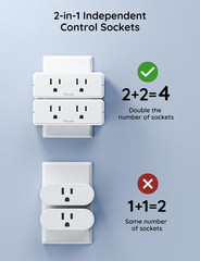 Dual Smart Plug 4 Pack, 15A Wifi Bluetooth Outlet, Work with Alexa and Google As
