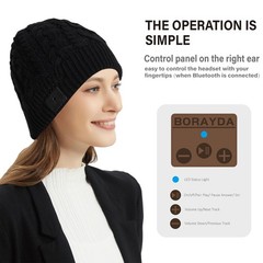 Bluetooth Beanie 5.2 HD Stereo 30 Hours Play Time Mic Christmas Gift Black