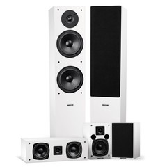 Fluance Elite 5.0 Surround Sound Home Theater Speaker System – White