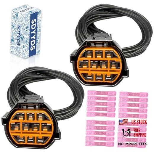 GL221-10021 2Pcs 10-Pin Headlight Connector Wiring Harness Compatible with