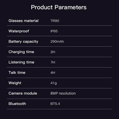 COLMi C-M02S Smart Glasses HD Camera Bluetooth Audio Video Ray-Ban Meta Alt iOS